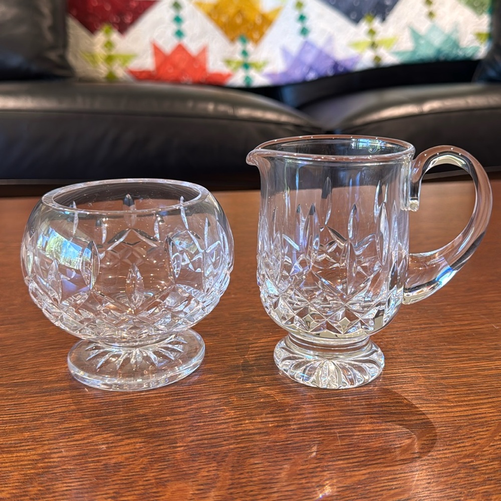 Waterford Lismore footed sugar and cream set